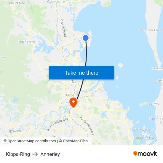 Kippa-Ring to Annerley map