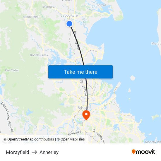 Morayfield to Annerley map