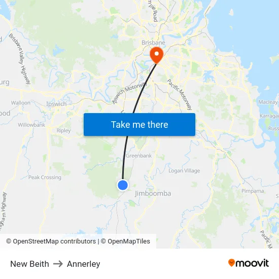 New Beith to Annerley map