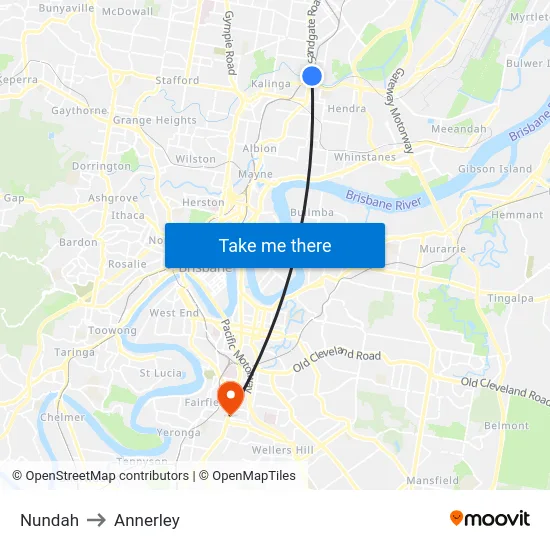 Nundah to Annerley map