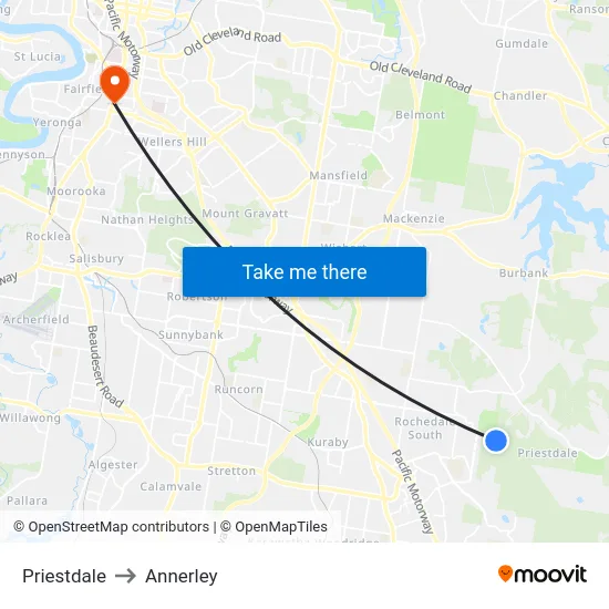 Priestdale to Annerley map