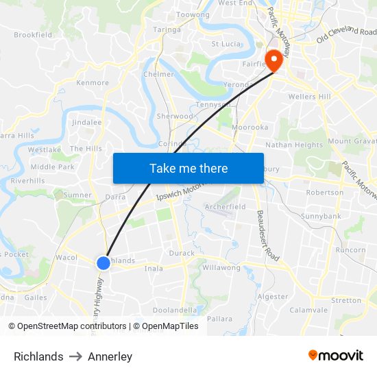 Richlands to Annerley map