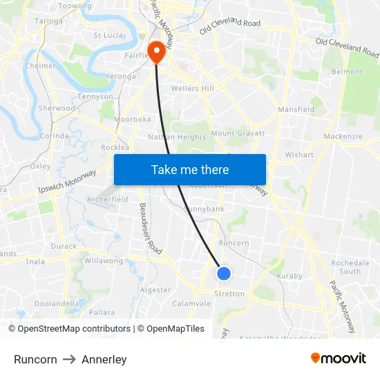 Runcorn to Annerley map