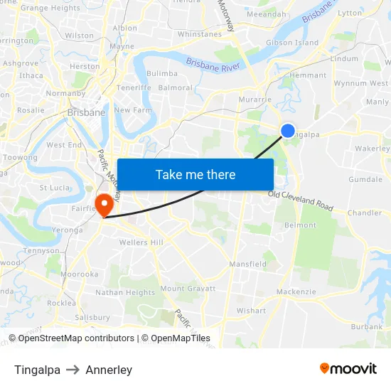 Tingalpa to Annerley map