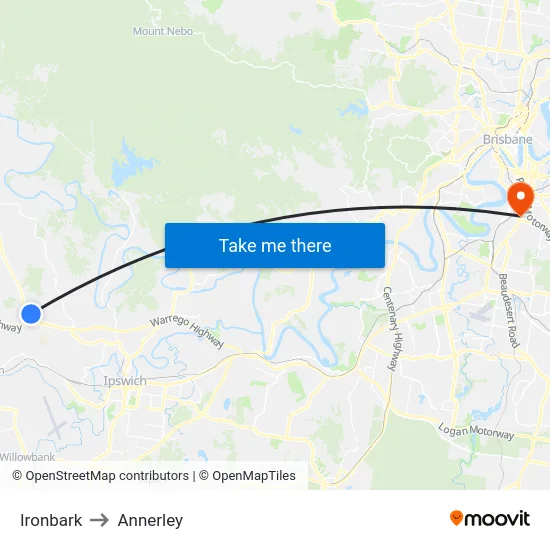 Ironbark to Annerley map