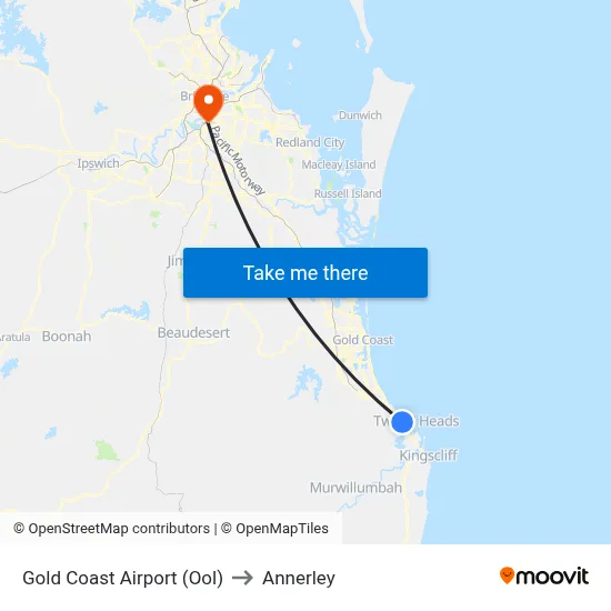 Gold Coast Airport (Ool) to Annerley map