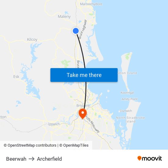 Beerwah to Archerfield map