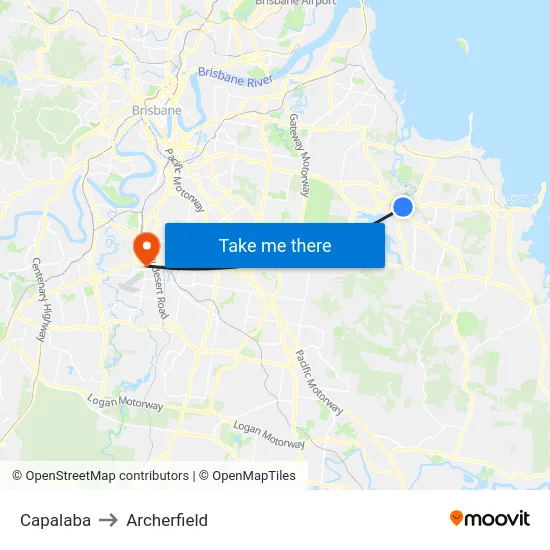 Capalaba to Archerfield map
