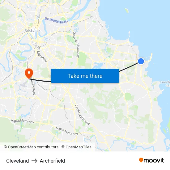 Cleveland to Archerfield map