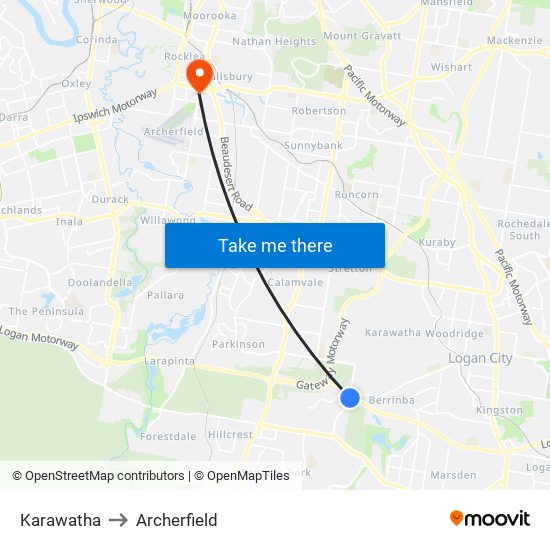 Karawatha to Archerfield map