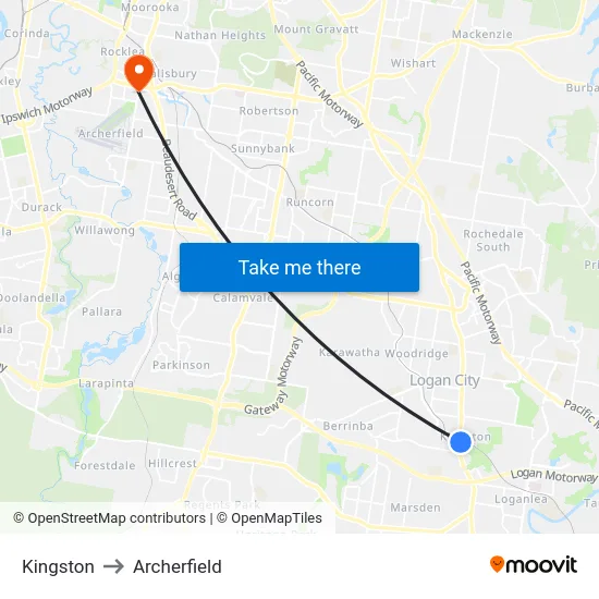 Kingston to Archerfield map