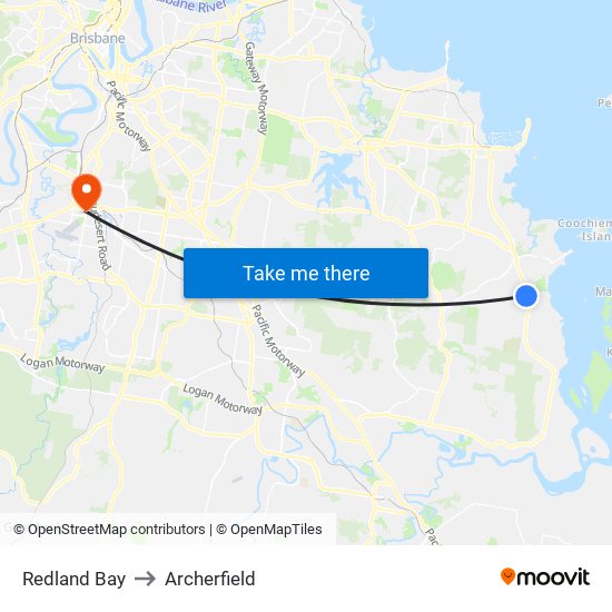Redland Bay to Archerfield map