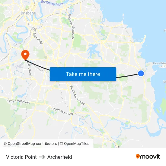 Victoria Point to Archerfield map
