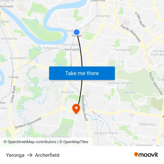Yeronga to Archerfield map
