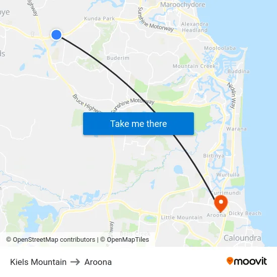 Kiels Mountain to Aroona map