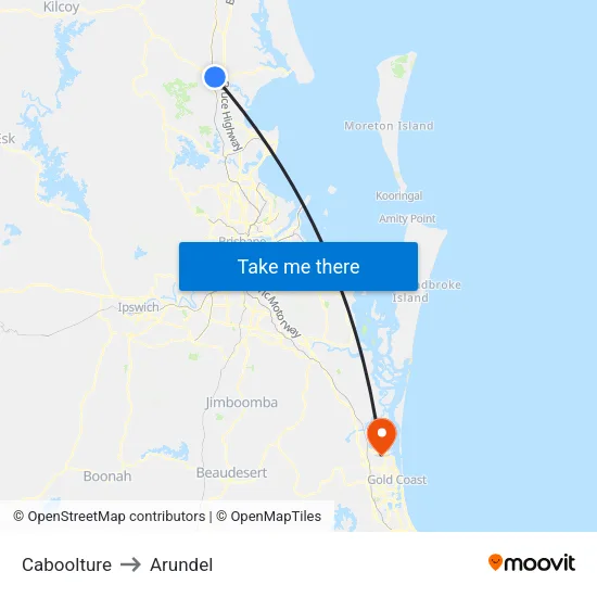 Caboolture to Arundel map