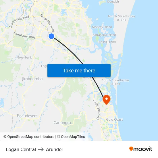 Logan Central to Arundel map