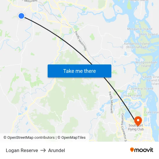 Logan Reserve to Arundel map
