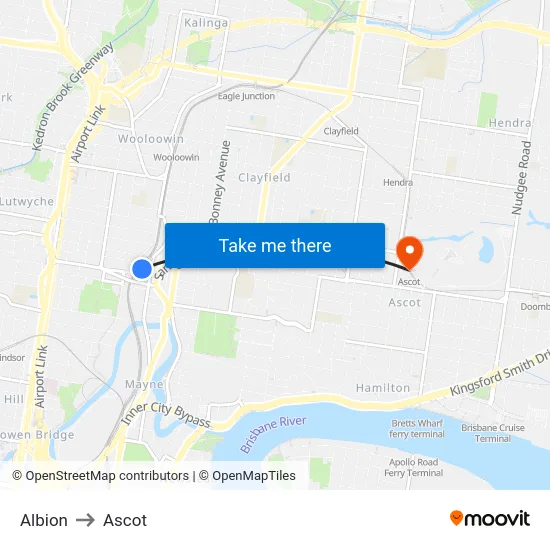Albion to Ascot map