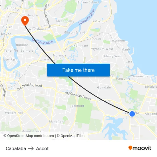 Capalaba to Ascot map