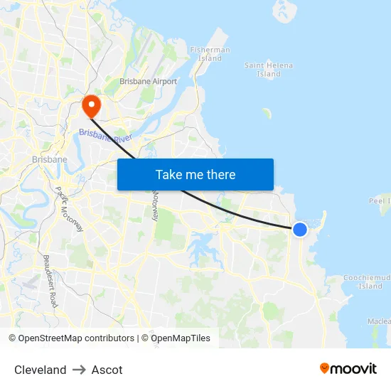 Cleveland to Ascot map