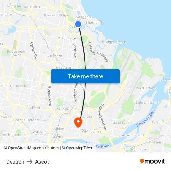 Deagon to Ascot map