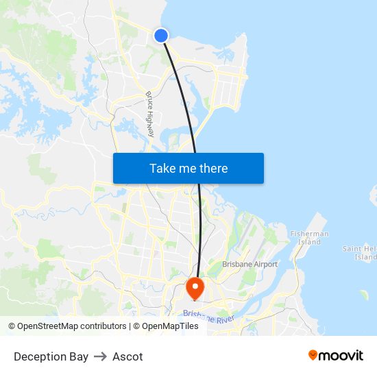 Deception Bay to Ascot map