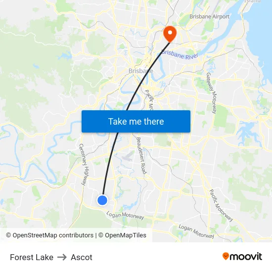 Forest Lake to Ascot map
