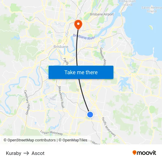 Kuraby to Ascot map