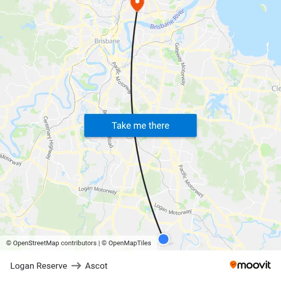 Logan Reserve to Ascot map