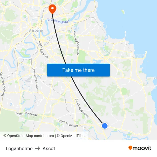 Loganholme to Ascot map