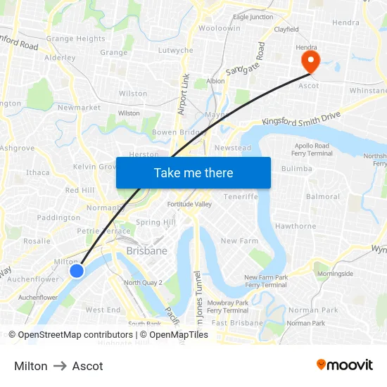 Milton to Ascot map