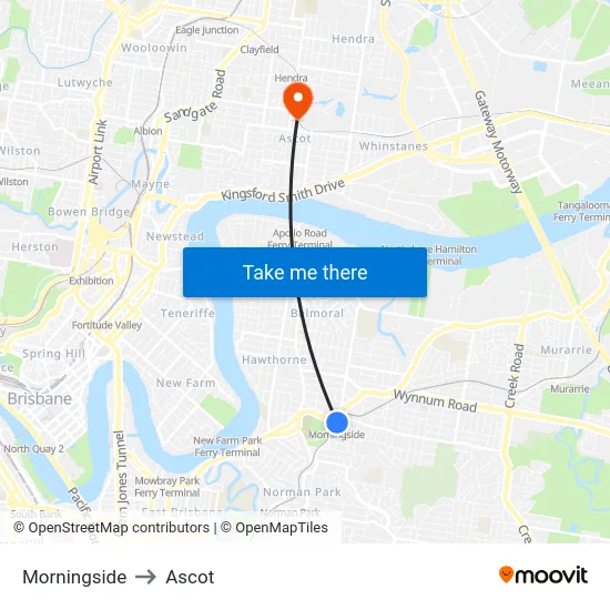 Morningside to Ascot map