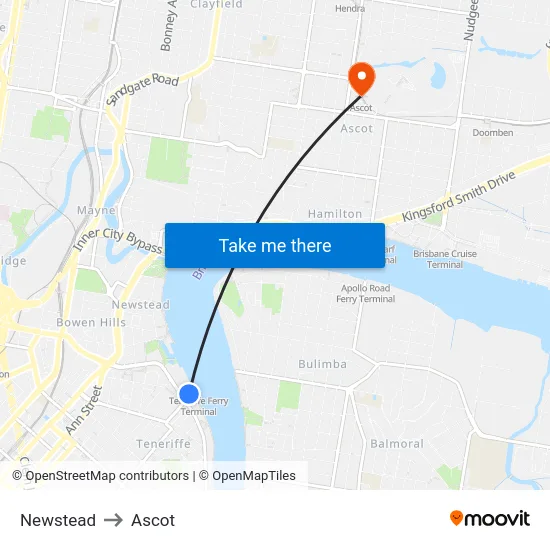 Newstead to Ascot map