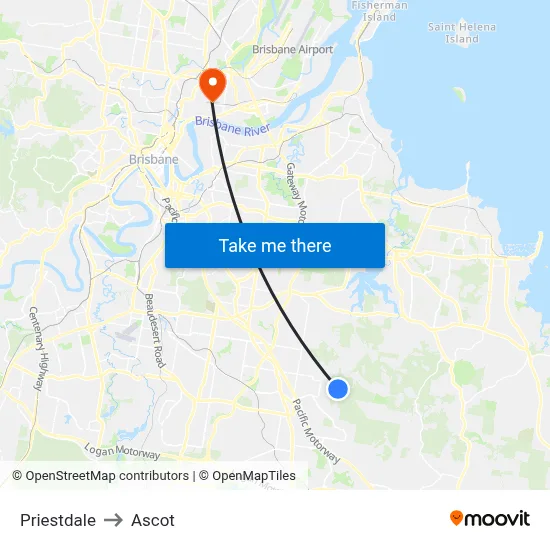 Priestdale to Ascot map