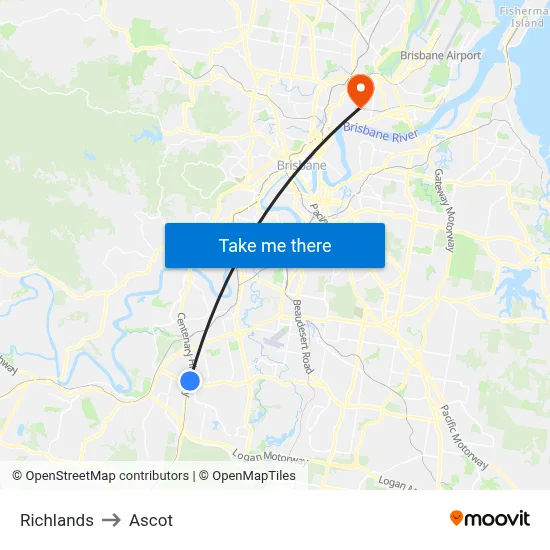 Richlands to Ascot map