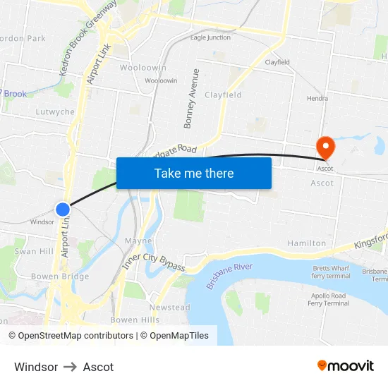 Windsor to Ascot map