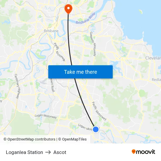 Loganlea Station to Ascot map