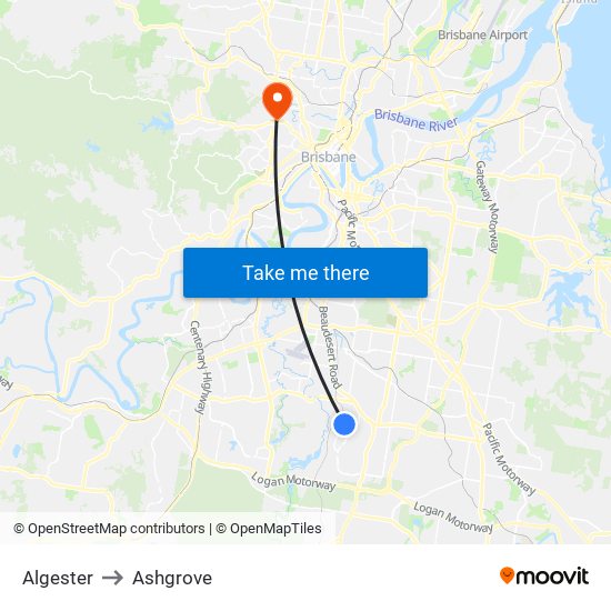 Algester to Ashgrove map