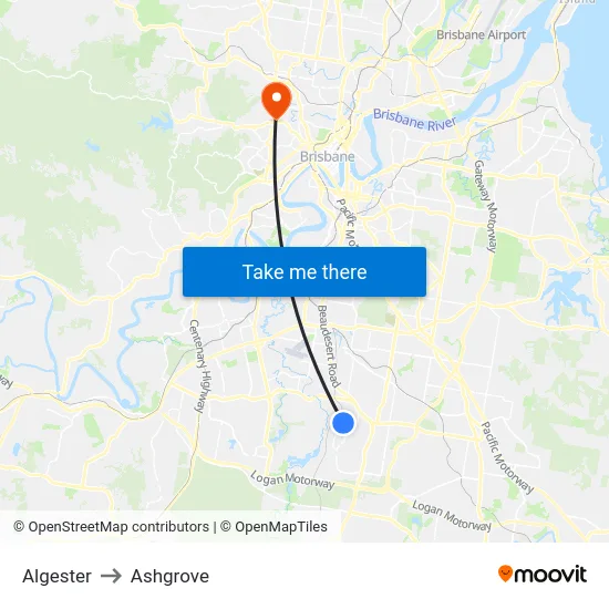 Algester to Ashgrove map