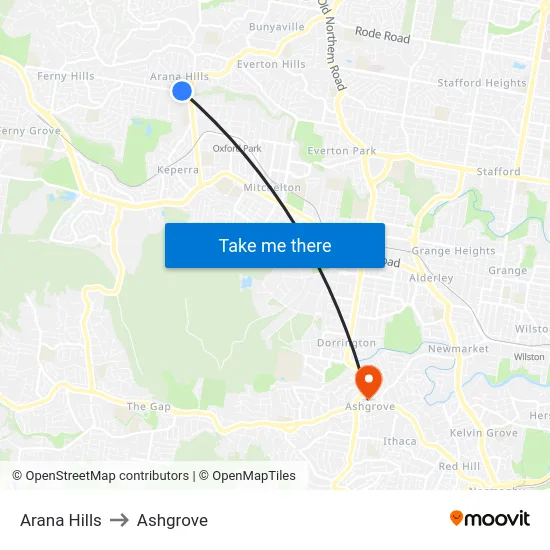 Arana Hills to Ashgrove map