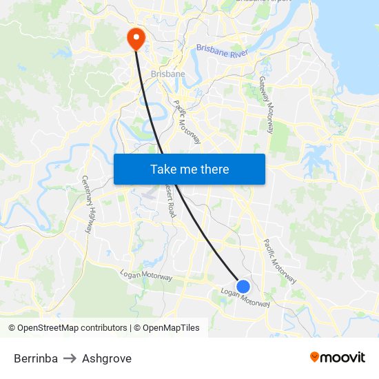 Berrinba to Ashgrove map