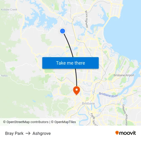 Bray Park to Ashgrove map
