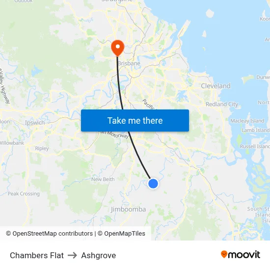 Chambers Flat to Ashgrove map