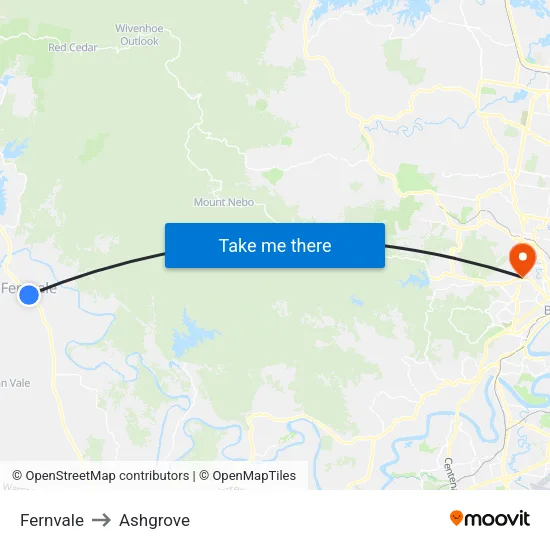 Fernvale to Ashgrove map