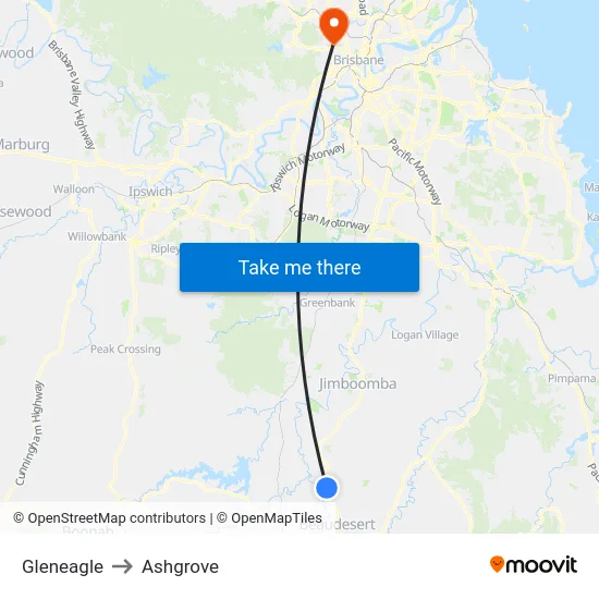 Gleneagle to Ashgrove map