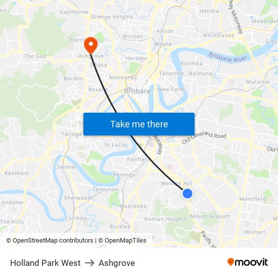 Holland Park West to Ashgrove map