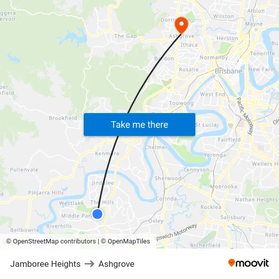 Jamboree Heights to Ashgrove map