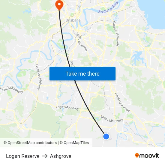 Logan Reserve to Ashgrove map