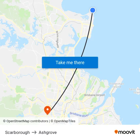 Scarborough to Ashgrove map